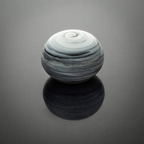 Small Porcelain Trinket Box with charcoal swirls through the clay