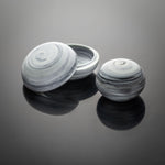Porcelain Trinket Boxes with charcoal swirls through the clay