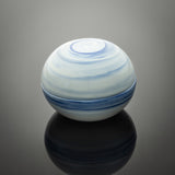Large Porcelain Trinket Box with blue swirls through the clay