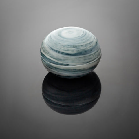 Small Porcelain Trinket Box with green swirls through the clay