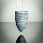 Charming Porcelain Hanging Vase with swirls of blue colour through the clay