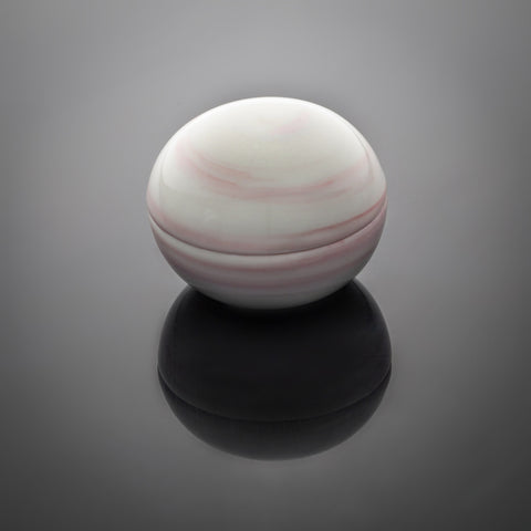 Small Porcelain Trinket Box with soft red swirls through the clay