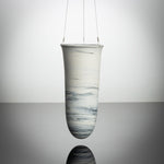 Stylish Slim Hanging Vase with swirls of charcoal running through the porcelain clay