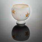Beautiful translucent Night Light Bowl with hand painted golden brown star design, unlit